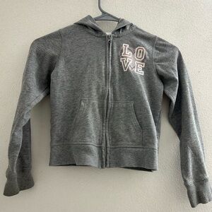 🌺 Gray Kids Hoodie with 'LOVE' Print. Zipper hoodie jacket. Girls size 6/6X